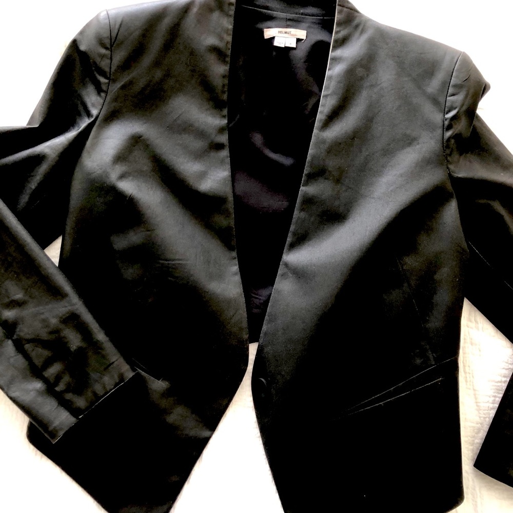 Helmut Lang black collarless blazer